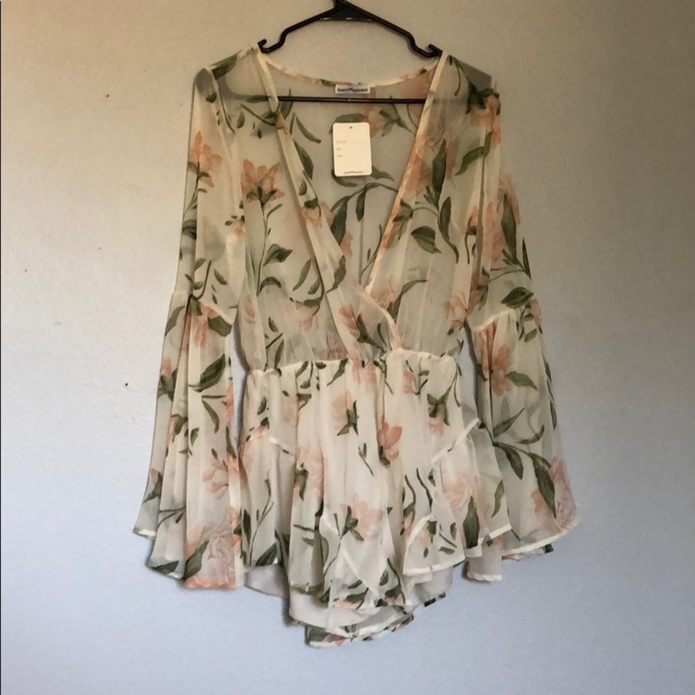 White Floral Romper - Picture 1 of 2